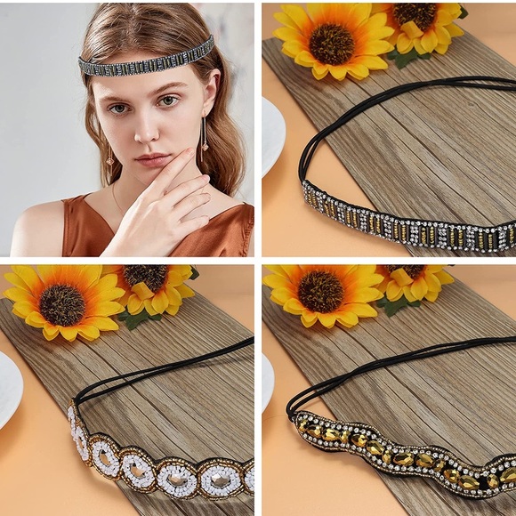 6 Pcs Rhinestone Elastic Headbands - Picture 6 of 6